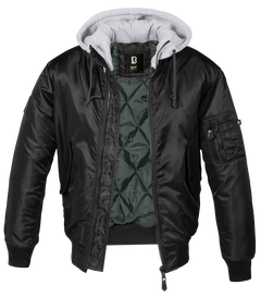 Brandit MA1 hooded bomber jacket, black-grey