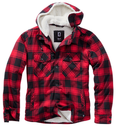 Brandit Lumberjacket jacket with hood, red-black