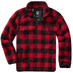 Brandit Teddyfleece Troyer Fleece Jacket, Red/Black