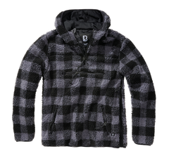 Brandit Teddyfleece Worker Fleece Pullover, Black/Grey
