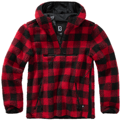 Brandit Worker Teddyfleece Pullover, Red/Black