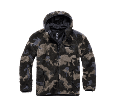 Brandit Worker Μπουφάν Fleece με Κουκούλα Teddyfleece, darkcamo