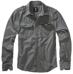 Brandit Vintage Long Sleeve Shirt, Charcoal Grey