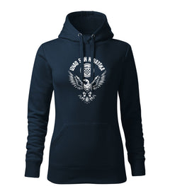 DRAGOWA HR women's eagle hoodie "Iznad svih Hrvatska", dark blue