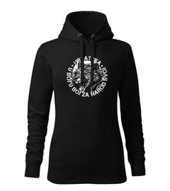DRAGOWA HR women's wolf hoodie "u boj u boj za narod svoj", black