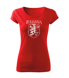 DRAGOWA women's short-sleeve t-shirt Bulgarian coat of arms, red