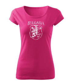 DRAGOWA women's short-sleeve t-shirt Bulgarian coat of arms, pink