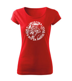 DRAGOWA HR women's wolf t-shirt "u boj u boj za narod svoj", red