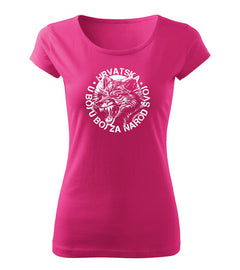 DRAGOWA HR women's wolf short-sleeve t-shirt "u boj u boj za narod svoj", pink