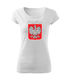 DRAGOWA women's t-shirt Polish emblem with lettering, white