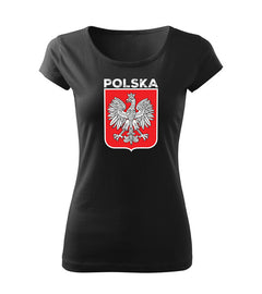DRAGOWA women's t-shirt Polish emblem with lettering, black
