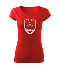 DRAGOWA women's t-shirt Slovenian emblem, red