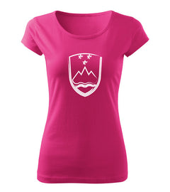 DRAGOWA women's t-shirt Slovenian emblem, pink