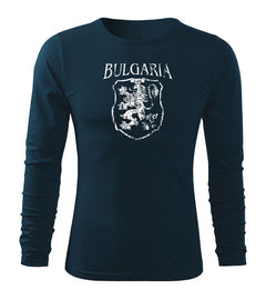DRAGOWA Fit-T long-sleeve t-shirt Bulgarian coat of arms, navy blue