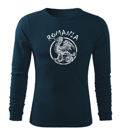 DRAGOWA Fit-T long-sleeve t-shirt Romanian dragon, navy blue