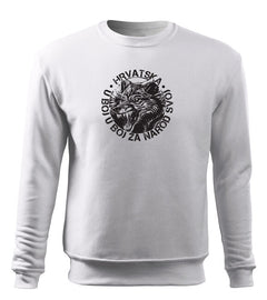 DRAGOWA HR men's wolf sweatshirt "u boj u boj za narod svoj", white