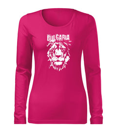 DRAGOWA Slim women's long-sleeve t-shirt Bulgarian lion, pink
