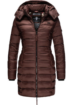 Marikoo ABENDSTERNCHEN women's quilted coat with hood, brown (chocolate)