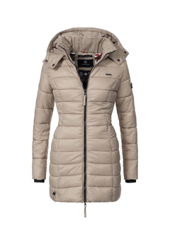 Marikoo ABENDSTERNCHEN women's quilted coat with hood, Taupe