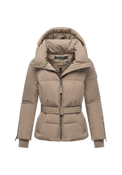 Marikoo Aleyna16 women's winter hooded jacket, taupe grey