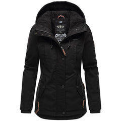 Marikoo Bikoo women's winter hooded jacket, black/black
