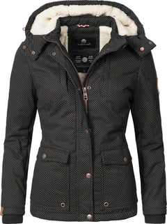 Marikoo KEIKOO women's winter hooded jacket, black dotted