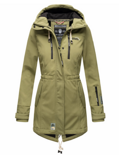 Marikoo ZIMTZICKE ženska zimska softshell jakna s kapuco, oljčna