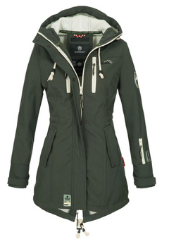 Marikoo ZIMTZICKE ženska zimska softshell jakna s kapuco, zelena
