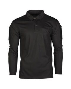 Mil-Tec Tactical Polo Shirt Long Sleeve, Black