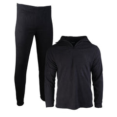 Mil-Tec Thermal Fleece Underwear with Zip, Black
