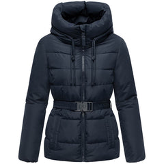 Marikoo HIMEE 16 women's winter jacket with high collar and belt, navy