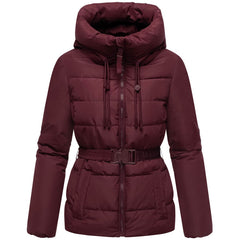 Marikoo HIMEE 16 women's winter jacket with high collar and belt, wine