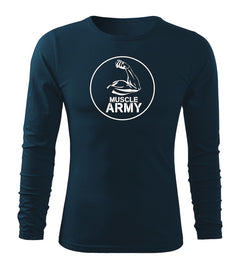 DRAGOWA Fit-T long-sleeve t-shirt muscle army biceps 160 g/m², navy blue