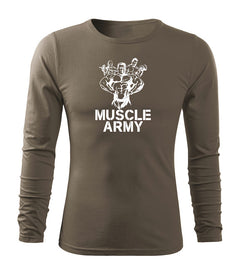 DRAGOWA Fit-T μακρυμάνικο μπλουζάκι muscle army team 160 g/m², λαδί