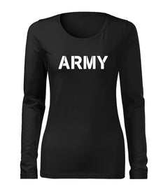 DRAGOWA Slim γυναικείο μακρυμάνικο μπλουζάκι army 160 g/m², μαύρο
