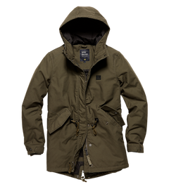 Vintage Industries Indy women's ladies parka jacket, dark olive