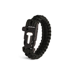 WARAGOD Bazin Paracord Bracelet with Whistle and Flint Starter, Black