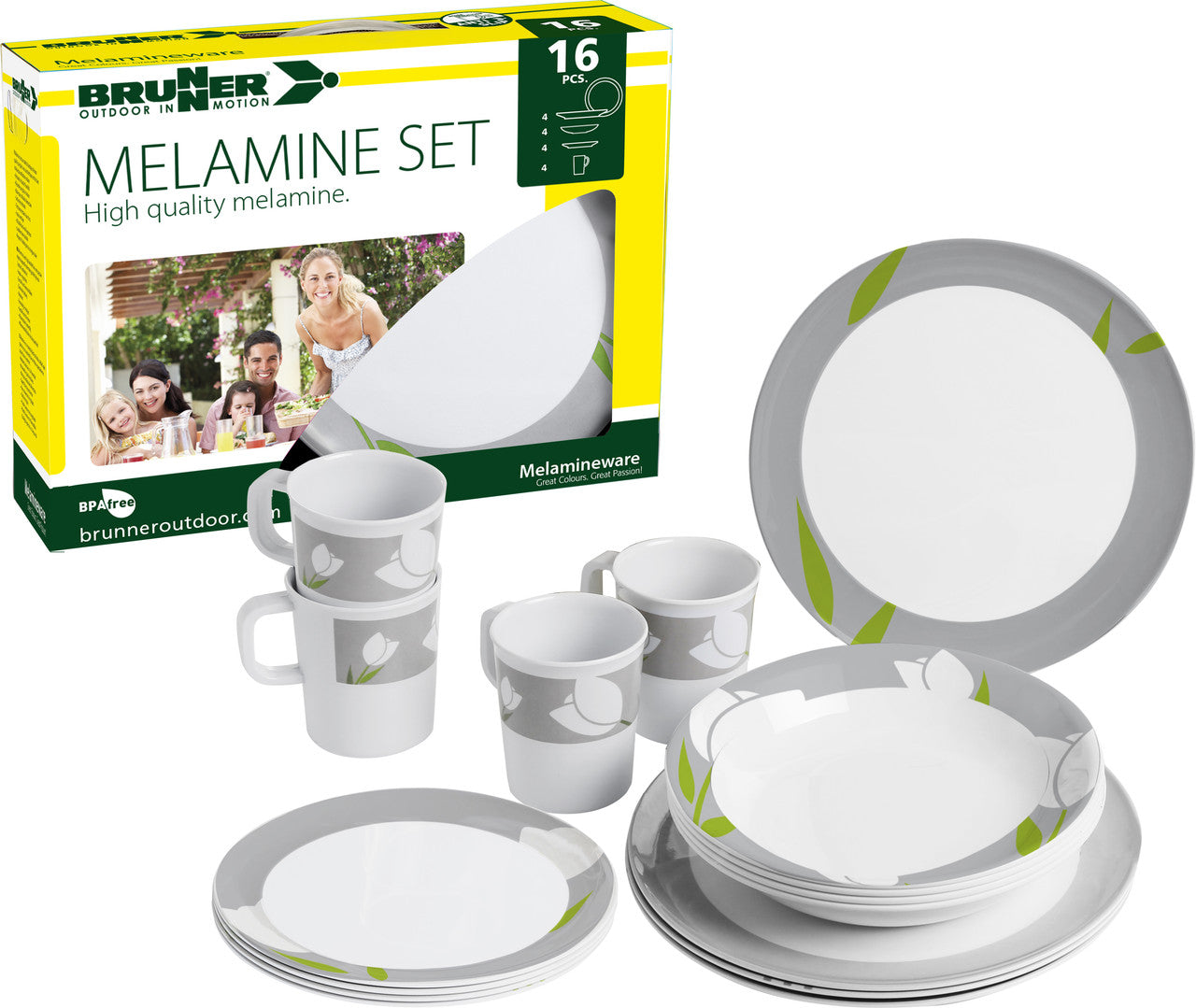 Brunner Melamine Set Tulip Kitchen Dishes, White