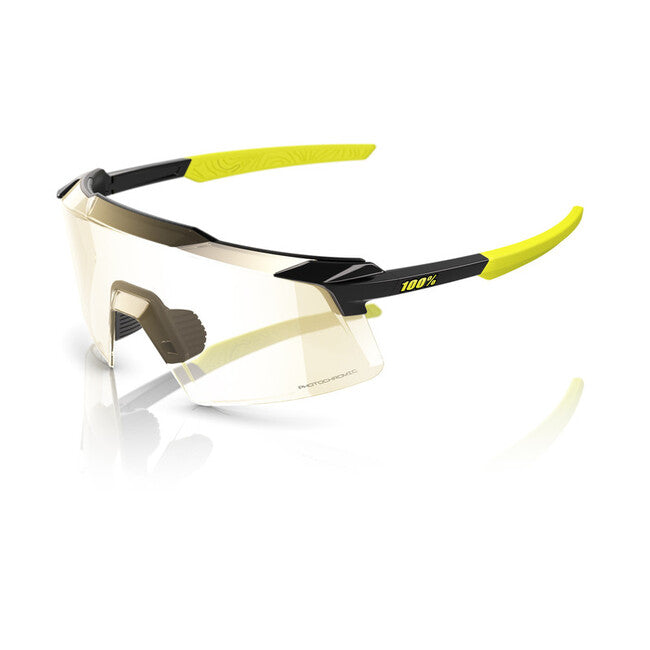 100% Aerocraft Sunglasses, Gloss Metallic Black - Gold Mirror Photochromic