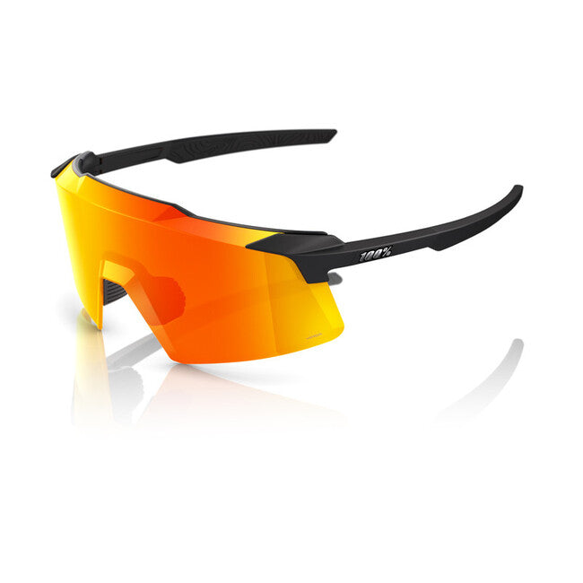 100% Aerocraft Sunglasses, Soft Tact Black - HiPER Red Multilayer Mirror