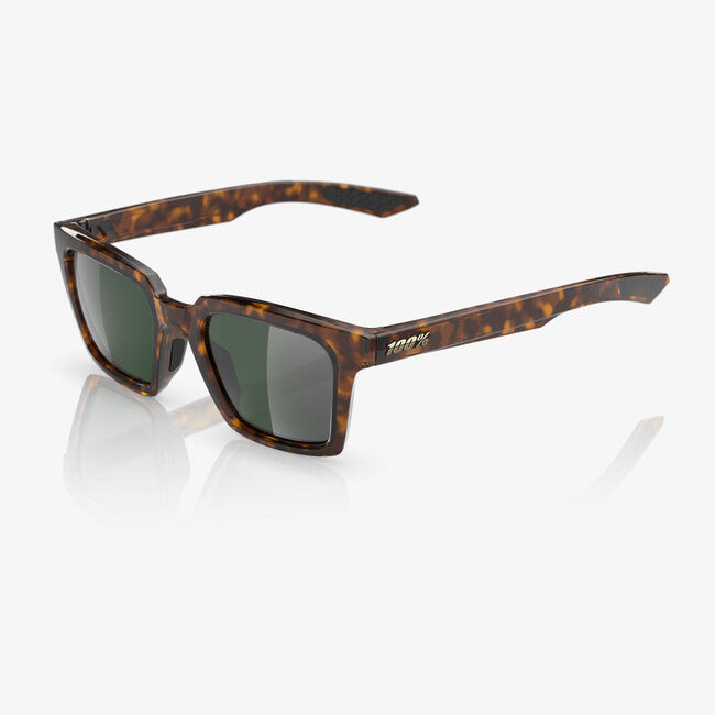 100% Erba Sunglasses, Gloss Havana - Grey Green Lens