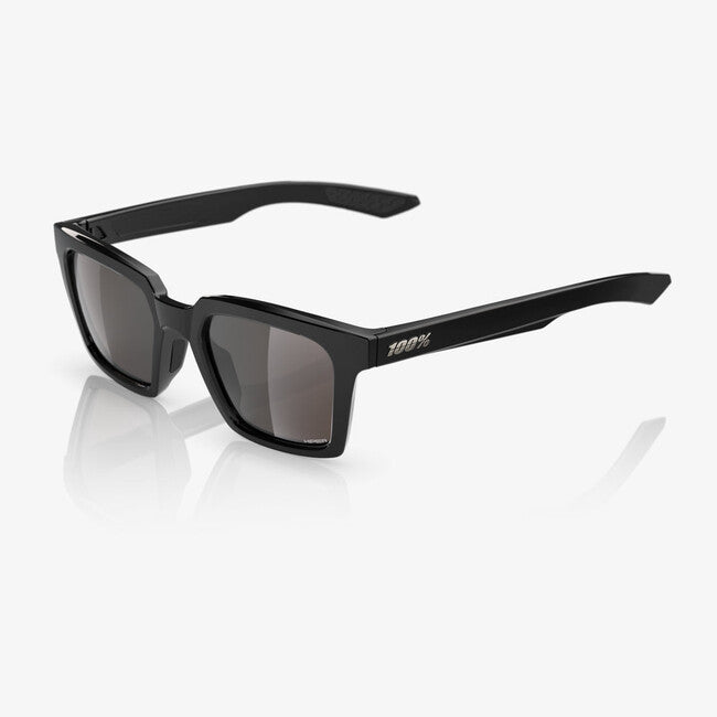100% Erba Sunglasses, Polished Black - HiPER Silver Mirror Lens