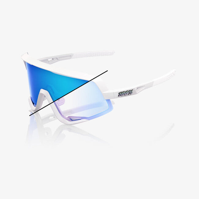100% Glendale Sunglasses, Bastille LE - Pearl White Glitter - Blue Mirror Photochromic