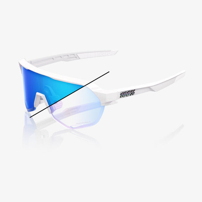 100% Sunglasses S2, Bastille LE - Pearl White Glitter - Blue Mirror Photochromic