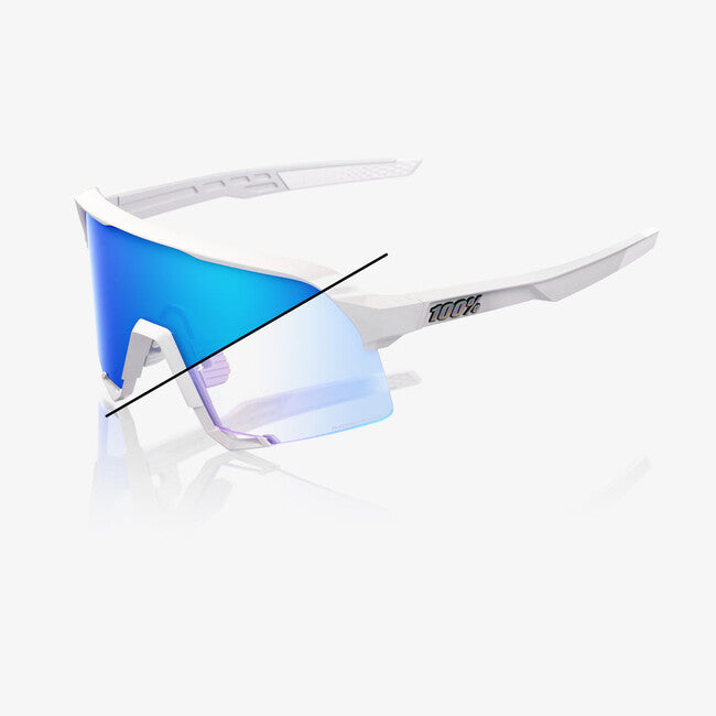 100% Sunglasses S3, Bastille LE - Pearl White Glitter - Blue Mirror Photochromic