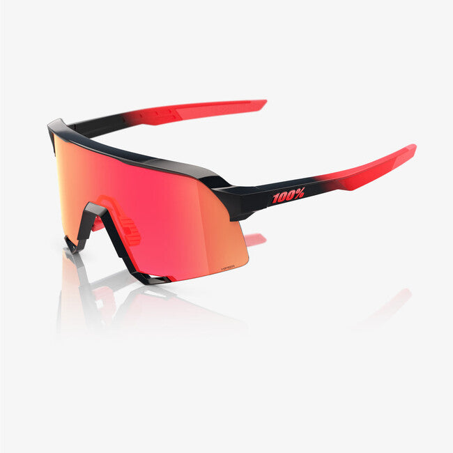 100% Elly 24 LE Sunglasses S3, Gloss Black Matte Red - HiPER Fire Red Mirror