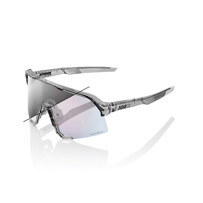 100% Sunglasses S3, Polished Translucent Grey - Rose Gold Mirror Photochromic Lens
