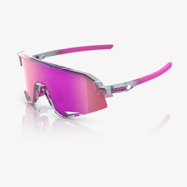 100% Slendale Sunglasses, Polished Translucent Grey - Purple Multilayer Mirror