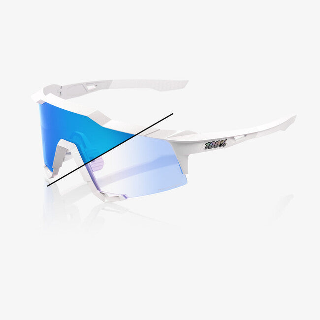 100% Speedcraft Sunglasses, Bastille LE - Pearl White Glitter - Blue Mirror Photochromic
