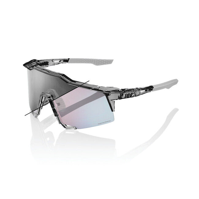 100% Speedcraft Sunglasses, Polished Translucent Grey - Rose Gold Mirror Photochromic Lens